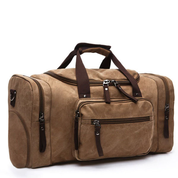 MRoyale™ Men's Canvas Leather Accent Duffle Weekend Travel Bag -  EliteDealsOutlet