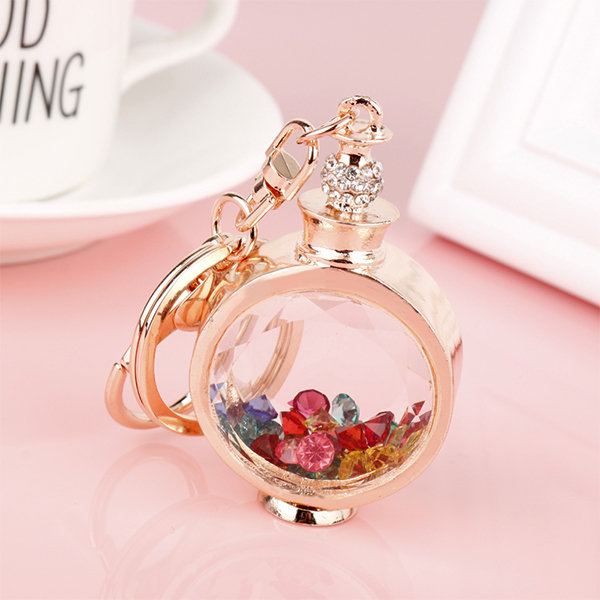 New Fashion Pearl Keyring Accessories Cute Perfume Bottle Float Shell  Acrylic Keychain Women Couple Bag Key Chains Ornament