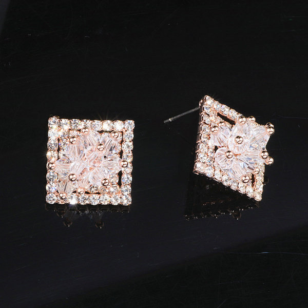 Crystal Square Stud Earrings ApolloBox