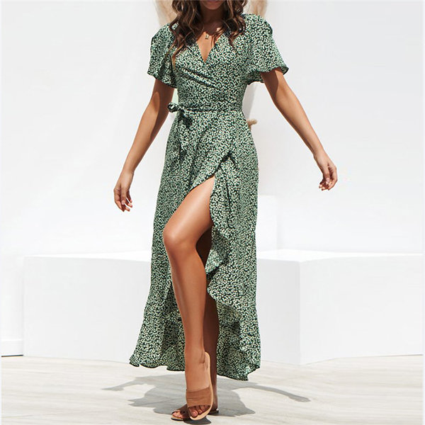 Summer Holidays Tie Dyed Print Bubble Sleeve Split Irregular Beach Dress | Beach  dress, Cheap maxi dresses, Maxi dresses casual