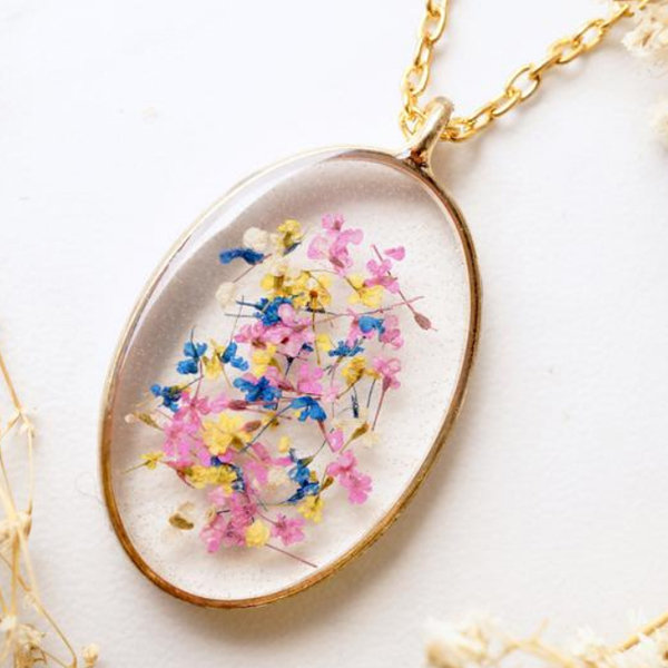 Hand Drawn Oval Flower Necklace – Reiko Designs Jewellery