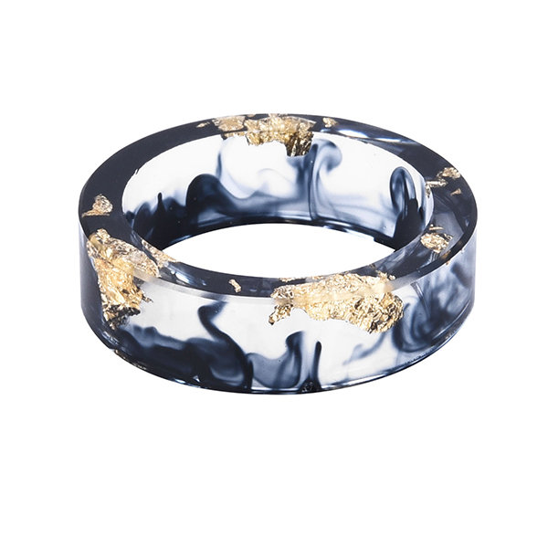 Golden Leaves Clear Resin Bangle Bracelet Contemporary Jewelry
