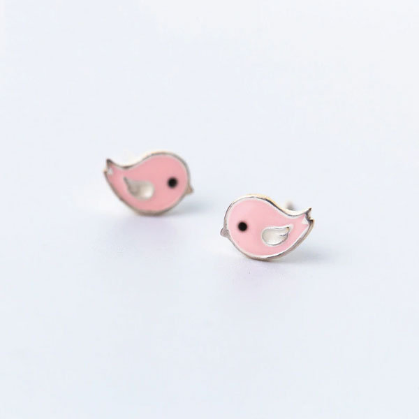 Pink Bird Earrings