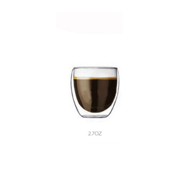 Customizable Logo 2.7oz Double Wall Glass Coffee Mug Espresso Cups