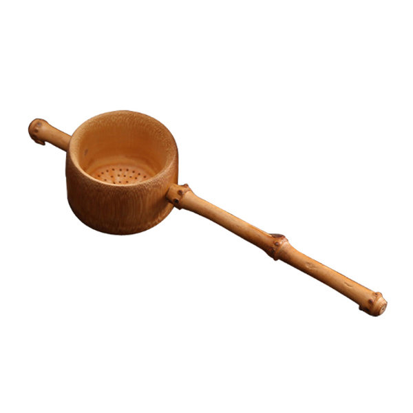 GENEMA Bamboo Tea Scoop with Hole Tea Spoon Strainer Filter