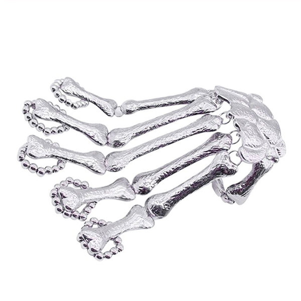 Halloween Skeleton Hand Decor Bracelet With Ring - Lacazet | Hand jewelry, Skeleton  hand bracelet, Hand bracelet with ring