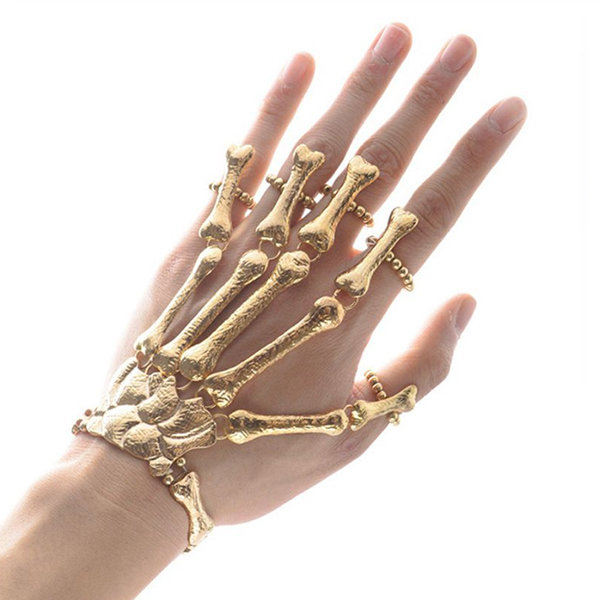 Buy Men Women's Halloween Skull Skeleton Hand Bracelet With Ring (Silver)  at Amazon.in
