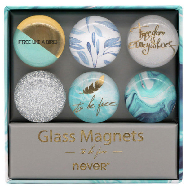 Light Blue Glass Magnets Set - ApolloBox