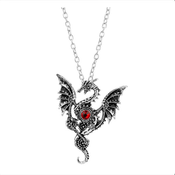 Inspired by Elder Scrolls Skyrim Dragon Pendant Charm Necklace Chain