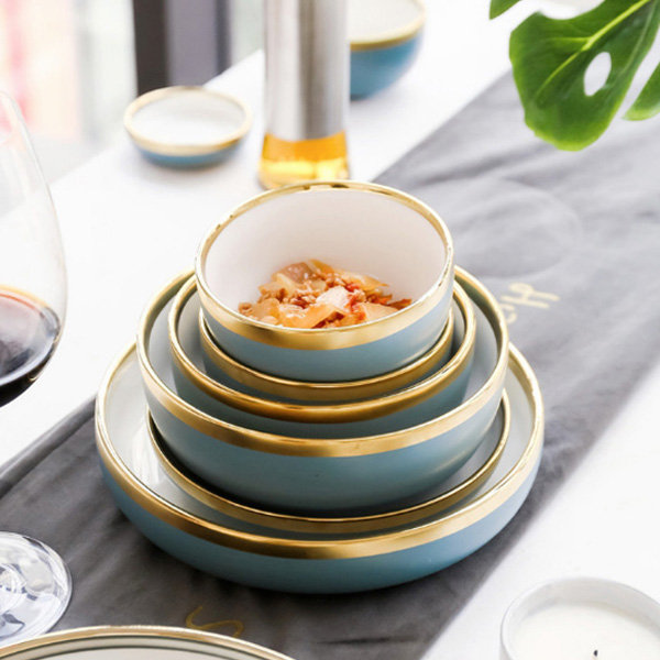Blue Tableware with Gold Trim from Apollo Box