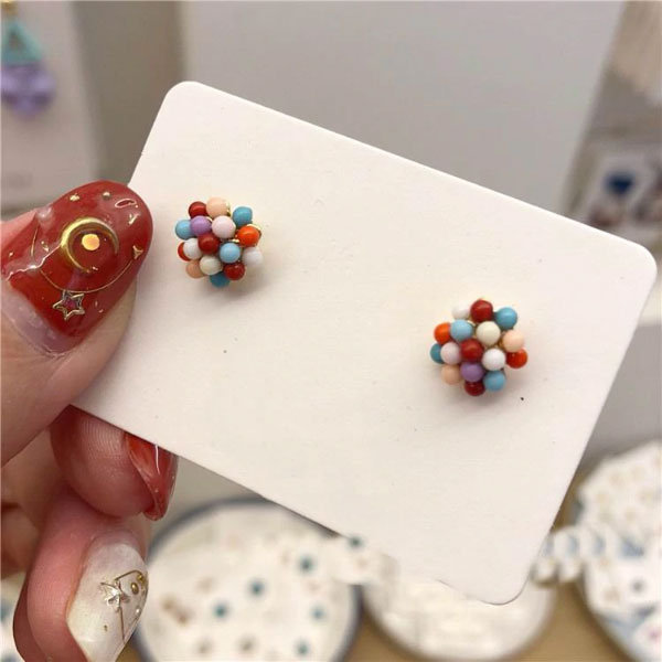 colorful ball earrings