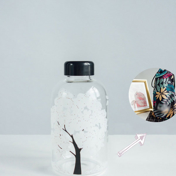 Portable Sakura Flower Transparent Water / Juice Tumbler Drink