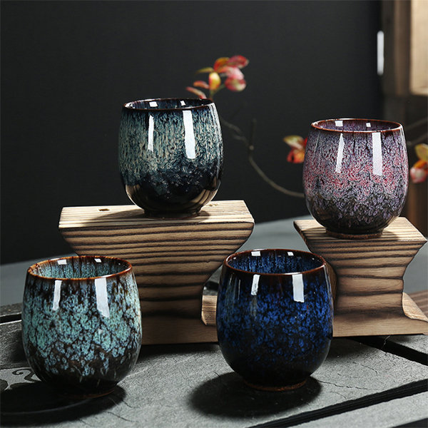 Ceramic Coffee Mug Porcelain Kung Fu Tea Cups Large Handle Unique Pottery  Drinkware Tableware Creative 150ml Dinnerware