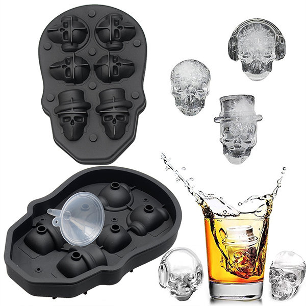  Injoehom Skull Shaped Ice Cube Molds Tray With Lid For