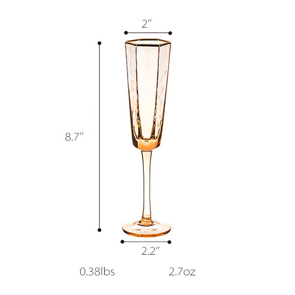 Hexagonal Gold-rimmed Wine Glass - Champagne Color - 7 Styles - ApolloBox