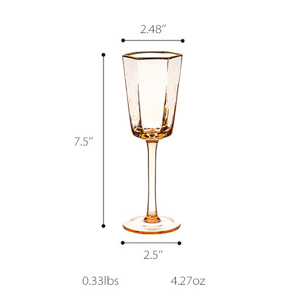 Hexagonal Gold-rimmed Wine Glass - Champagne Color - 7 Styles