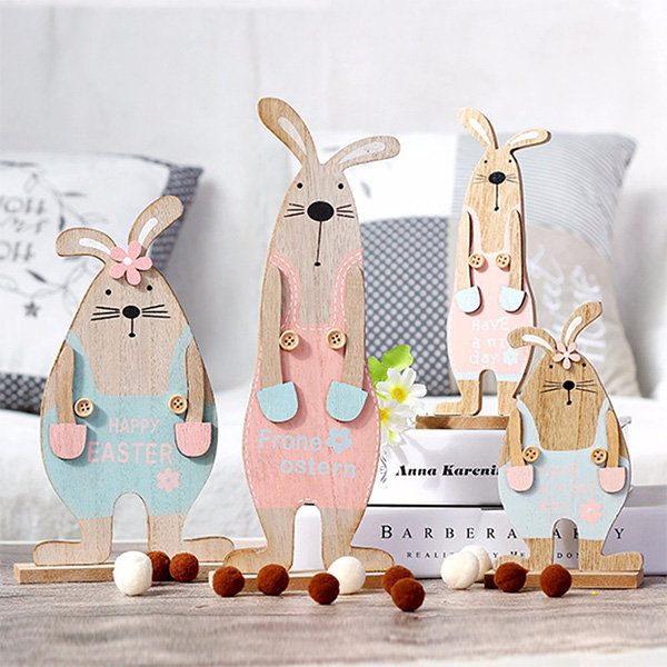 Details about   1/2Pcs Cute Bunny Rabbit Egg Easter Wooden Ornaments Hanging DIY Wood F7O8 