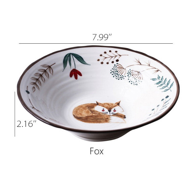 Hand Painted Porcelain Cat Fox Bird Hedgehog Deer Mugs Microwave