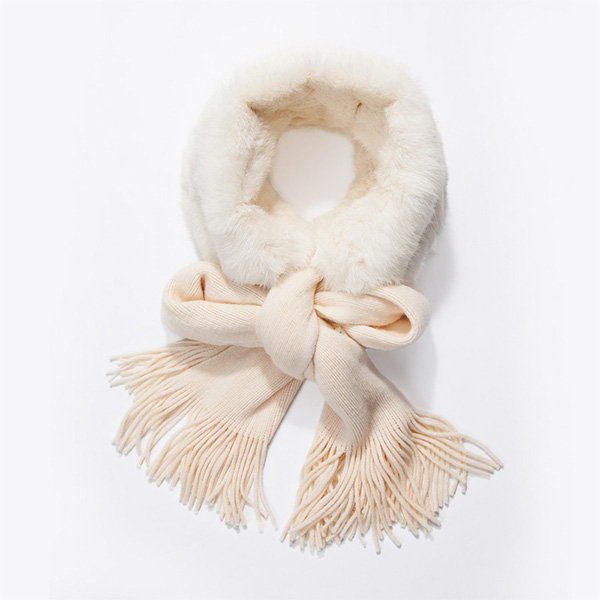 Rabbit Fur Scarf - Beige - Black - 4 Colors - ApolloBox