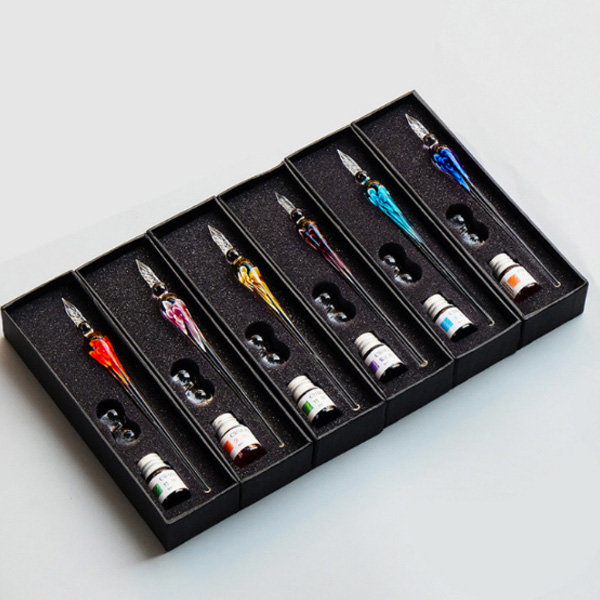Fancy Glass Dip Pen Set - 12 Patterns - Smooth Writing Experience -  ApolloBox