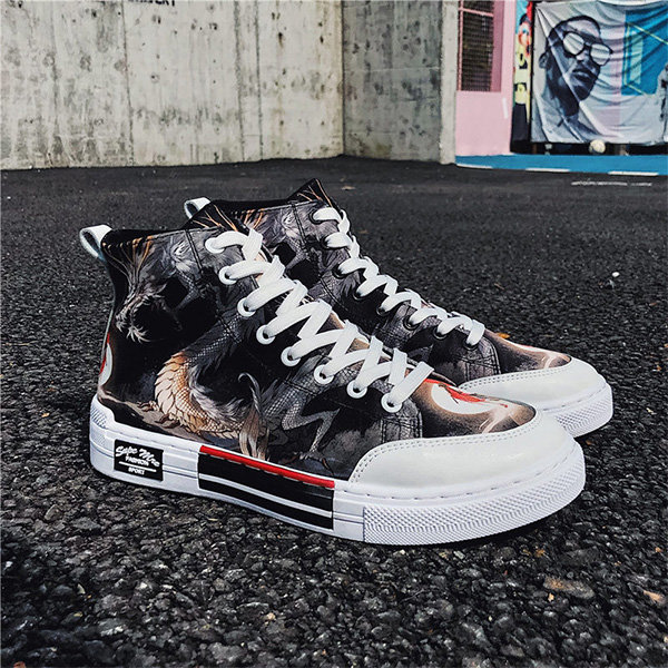 Sneakers High Top Men Graffiti  Sneakers Men High Top Platform