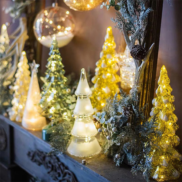 Light-Up Glass Christmas Tree