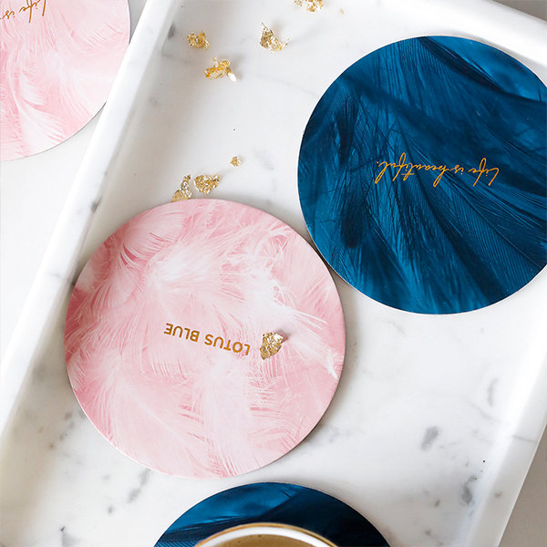 Marble &amp; Feathered Coasters