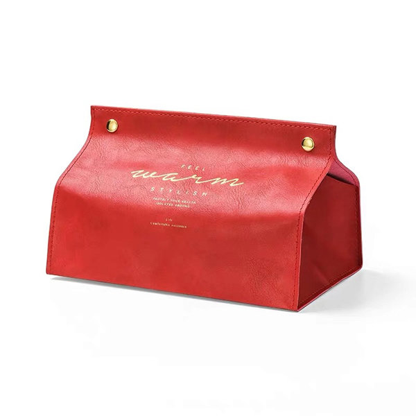 Nordic-Inspired Tissue Box Cover - PU Leather - Red - Black - 4 Colors -  ApolloBox