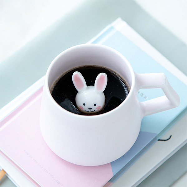 Coffee Cup And Saucer Ceramic Mug With Spoon And Lid Coffee Cups Cool,cute, cup With 3d Animal,dog/cat/panda/rabbit Mug,tea,water Cup Gifts Coffee Mug(