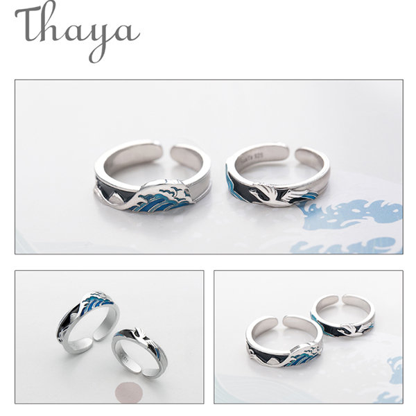 Original Multi-Section Cut Design 925 Silver Couple Rings - Couple Rings