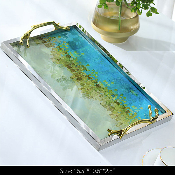 Beautiful Tray - Glass - Copper - Stainless Steel - 4 Patterns