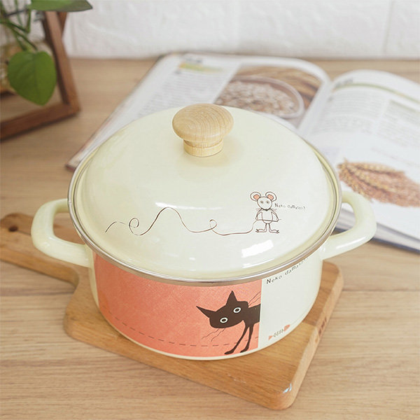 Ceramic Cooking Pot with Lid - Green - Orange - Kitchen Collection