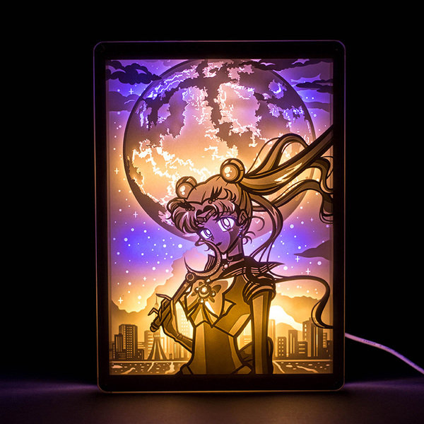 Cute Anime Night Light - Acrylic Frame - Paper-Cut Art - ApolloBox