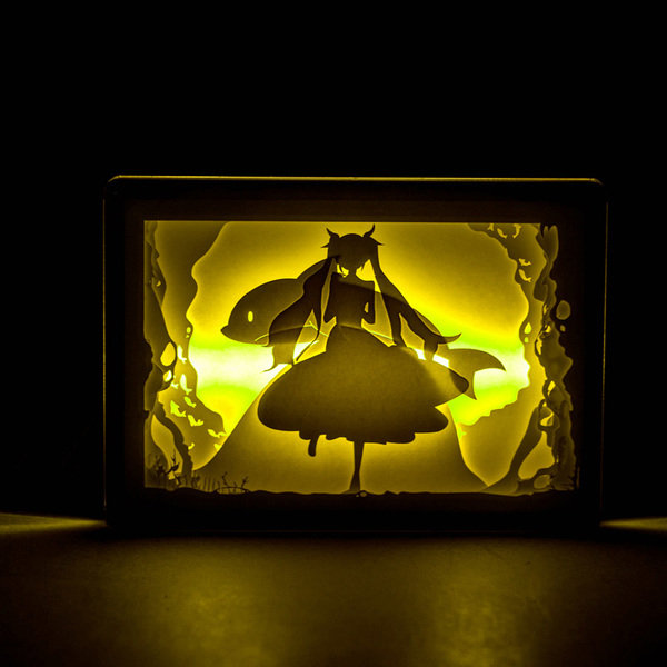 Cute Anime Night Light - Acrylic Frame - Paper-Cut Art from Apollo