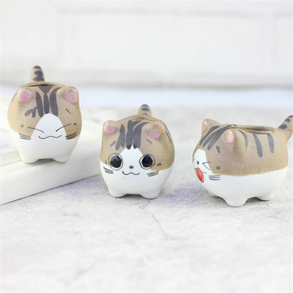 kevinsgiftshoppe Ceramic Kitten With Flowers Pot Figurine Home Decor Spring  Decor