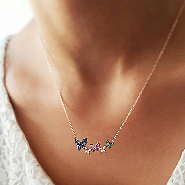Hollow Butterfly with Crystal Necklace – Senlan Jewelry