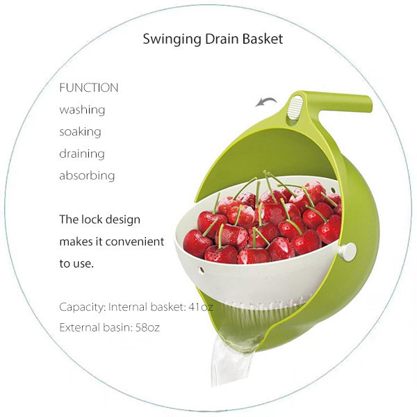 Multi-functional Drain Basket Fruit Cleaning Bowl with Strainer