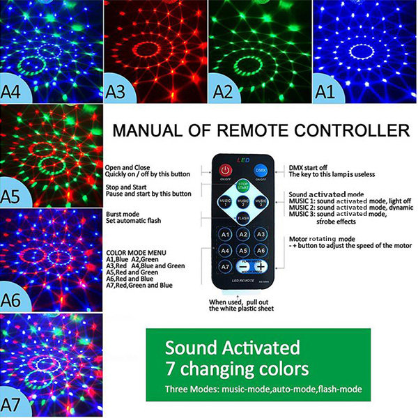 Rotating Disco Ball Party Light - Remote Control