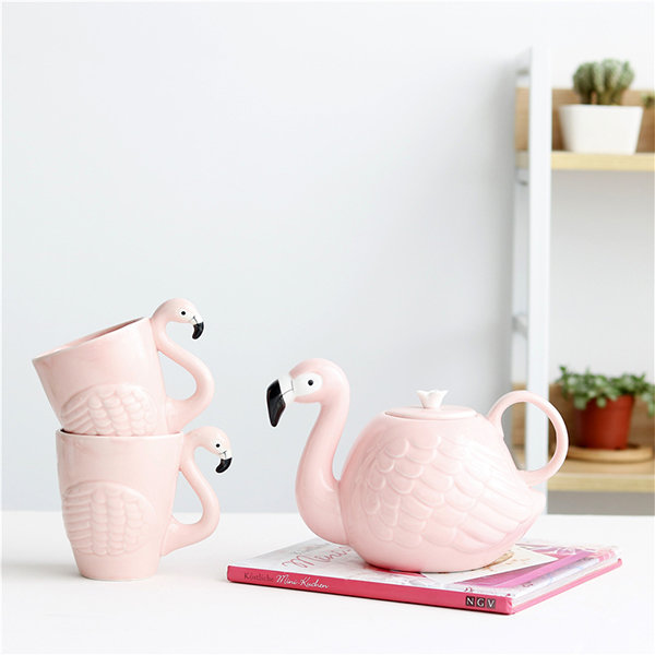 16 Oz Cute Pink Coffee Mug Ceramic Flamingo Cup Christmas Mugs For