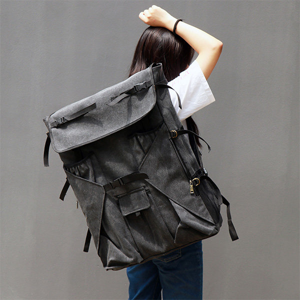 Canvas Backpack For Artists - Large Capacity - Black - Brown - Apollobox