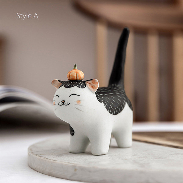 Cute Cat Stereoscopic Brooches Kitten Bowknot Holding Branch Anti