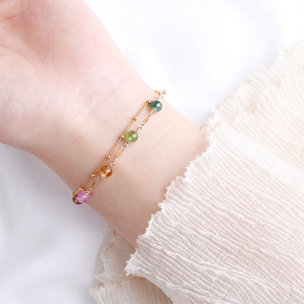 1pc Natural Rainbow Tourmaline Stone Beaded Bracelet, Rainbow Gemstone  Stretchable Bracelet For Men Yoga Meditation Jewelry 6 8 10mm | SHEIN USA