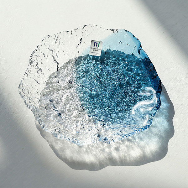 Blue-Tinted Glass Bowl And Plate