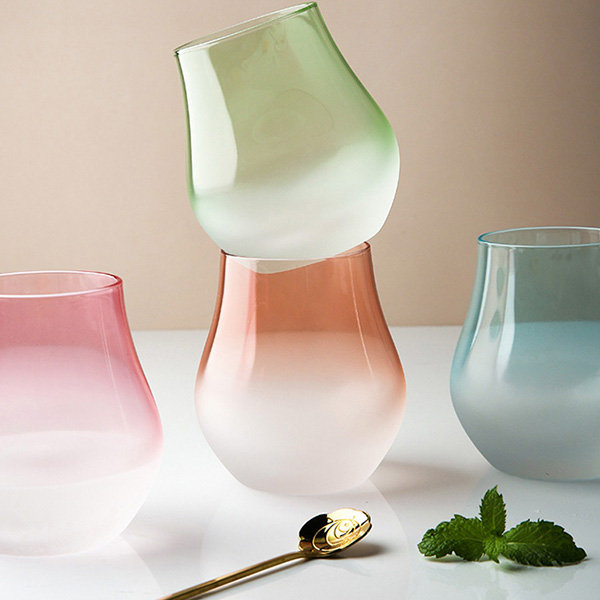 1pc Amber Twisted Glass Cup, Ins Style Whiskey Transparent Glass Cup, Unique  Folding Water Cup Applicable For Daily Life