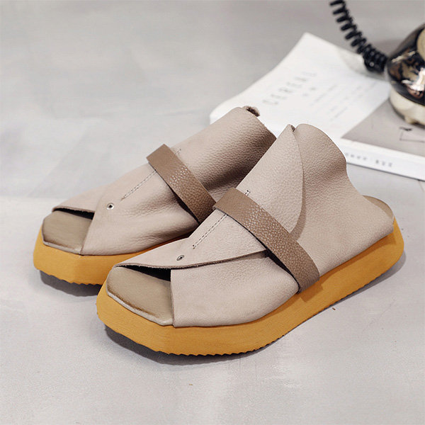 Leather Slip-on Sandals - ApolloBox