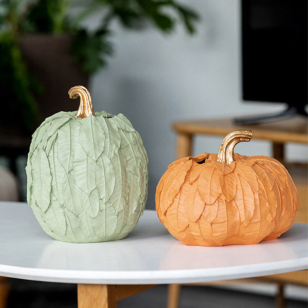 Leaf-Covered Pumpkin Vase - ApolloBox