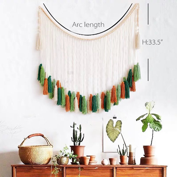 Boho Style Tassel Wall Decor - Bohemian Style - White - Red - ApolloBox