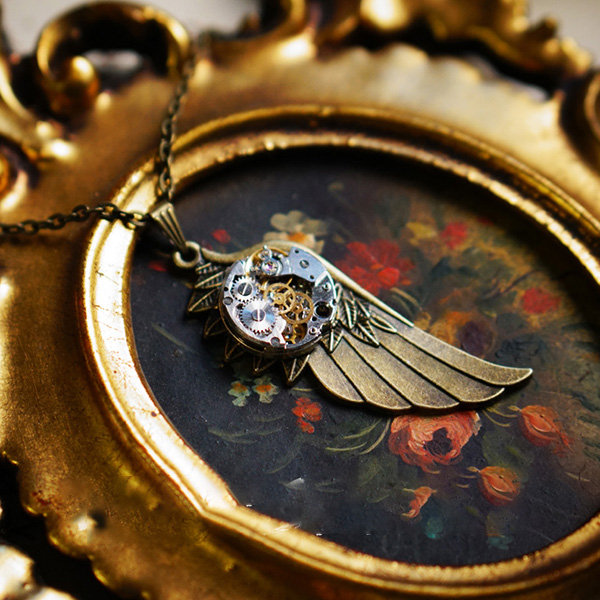Apopo Steampunk Dragonfly Pendant Sweater Necklace