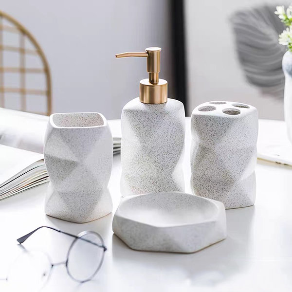 geometric bathroom accessories