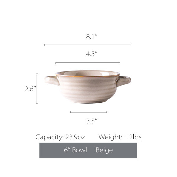 Ceramic Soup Bowl Pour Spout Ceramic Mixing Bowl with Handle